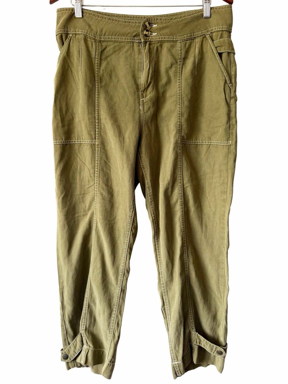 Anthropologie Jackson Tapered Utility Pants Olive Green Size 12 Cargo High Rise